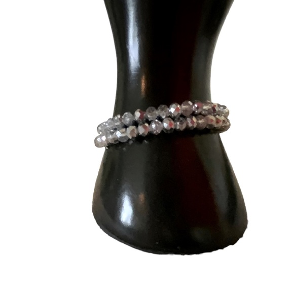 Two Crystal Beaded Bracelets Elastic Stretch Sparkly Bling - Picture 6 of 7